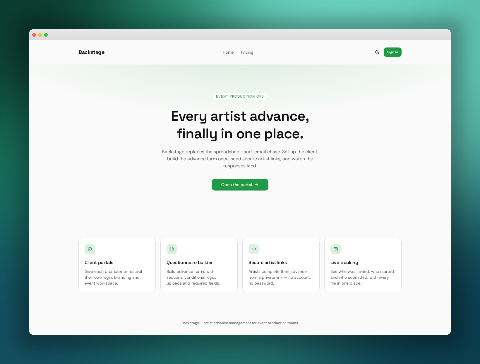 Landing page